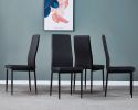 6pcs. Black minimalist dining chair, diamond grid pattern