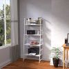 WTZ Book Shelf, White Bookshelf, Ladder Bookcase, 4 Tier Tall Book case for Bedroom, Living Room, Office MC-801