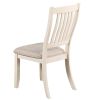 White Classic 2pcs Dining Chairs Set Rubberwood Beige Fabric