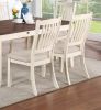 White Classic 2pcs Dining Chairs Set Rubberwood Beige Fabric