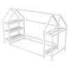 Twin House-Shaped Floor Bed - 2 Detachable Stands