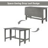 Extendable Dining Table with Drop Leaf for Small Places; Gray