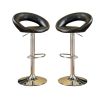 2ea Black Faux Leather Stool Adjustable Height Chairs Set of 2