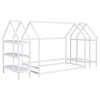 Twin House-Shaped Floor Bed - 2 Detachable Stands