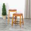 24" Counter Stool; Natural Finish; Saddle Leather Seat