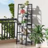 Black Modern Open Bookcase, 5 Tier Black Bookshelf