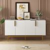 Modern 4-door Sideboard Gold Metal Handle Buffet Cabinet