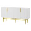 Modern 4-door Sideboard Gold Metal Handle Buffet Cabinet