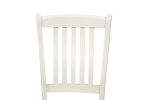 White Classic 2pcs Dining Chairs Set Rubberwood Beige Fabric