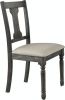 Wallace Side Chair (Set-2) in Tan Linen & Weathered Gray