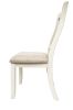 White Classic 2pcs Dining Chairs Set Rubberwood Beige Fabric