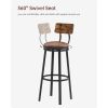 Swivel Bar Stool; High Bar Stool With Backrest; PU Soft Seat Cushion; Industrial; Thickened Iron Frame; Footrest.(Rustic Brown; 13.4''w x 40.5''h)