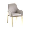 Barnard Side Chair (Set-2) Gray Velvet; Mirrored Gold Finish