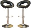 2ea Black Faux Leather Stool Adjustable Height Chairs Set of 2