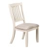 White Classic 2pcs Dining Chairs Set Rubberwood Beige Fabric