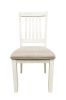 White Classic 2pcs Dining Chairs Set Rubberwood Beige Fabric