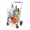 Utility Cart with Adjustable Height Handle - Silver/Black