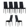 6pcs. Black minimalist dining chair, diamond grid pattern