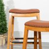 24" Counter Stool; Natural Finish; Saddle Leather Seat