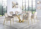 Barnard Side Chair (Set-2) Gray Velvet; Mirrored Gold Finish