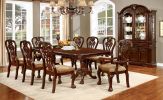 2ea Dining Chairs Cherry Solid wood Damask Print Fabric Seat