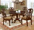 2ea Dining Chairs Cherry Solid wood Damask Print Fabric Seat