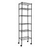 YSSOA Heavy Duty 6-Shelf Shelving with Wheels; with Hanging Hooks; Wire Shelving; Adjustable Storage Units; 17'' D x 11'' W x 63'' H; 6 Tier; Black