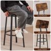 Swivel Bar Stool; High Bar Stool With Backrest; PU Soft Seat Cushion; Industrial; Thickened Iron Frame; Footrest.(Rustic Brown; 13.4''w x 40.5''h)