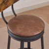 Swivel Bar Stool; High Bar Stool With Backrest; PU Soft Seat Cushion; Industrial; Thickened Iron Frame; Footrest.(Rustic Brown; 13.4''w x 40.5''h)