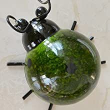 Set of 4 Cute Metal Ladybugs Garden Sculptures & Statues (Color: GREEN)