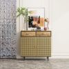 31.5'' Wide 2 Drawer Sideboard, Modern Furniture Decor, Made with Iron + Carbonized Bamboo, Easy Assembly