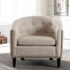 Leather Tufted Barrel Tub Chair