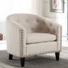 Leather Tufted Barrel Tub Chair