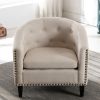 Leather Tufted Barrel Tub Chair