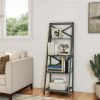 4-Tier Freestanding Ladder Bookshelf with X-Back Frame, Gray