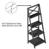 4-Tier Freestanding Ladder Bookshelf with X-Back Frame, Gray