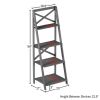 4-Tier Freestanding Ladder Bookshelf with X-Back Frame, Gray